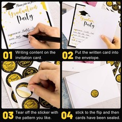35 Set Graduation Party Invitations with Envelopes and Grad Stickers Graduation