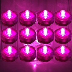 12 PINK Led SUBMERSIBLE Waterproof Floral Decor Wedding centerpiece Tea Light