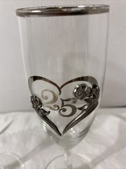 2 Vintage Rawcliffe Toasting Flute Glasses Pewter 25 Year Anniversary