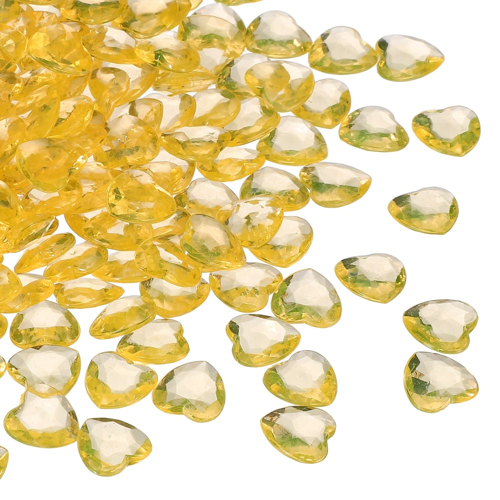 1000Pcs Acrylic Heart Gems Heart Shaped Bauble Vase Filler Ornament Dark Yellow