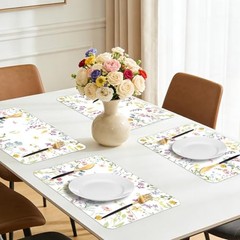 6 Pcs Watercolor Flower Placemats, 11×16 Inch Summer Floral watercolor flower