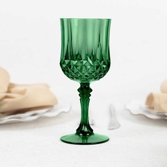HUNTER GREEN 6 Plastic 8 oz Crystal Cut Goblets WINE GLASSES Party Events