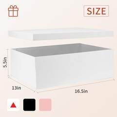 Large Gift Box with lid 16.5x13x5.5 inches,White 1 Count (Pack of 1) 02-white