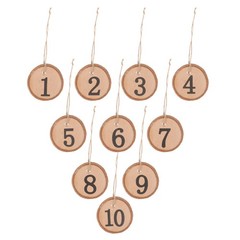 10Pcs Durable Wooden Slice Table Numbers Hanging Wedding Centerpieces Decor