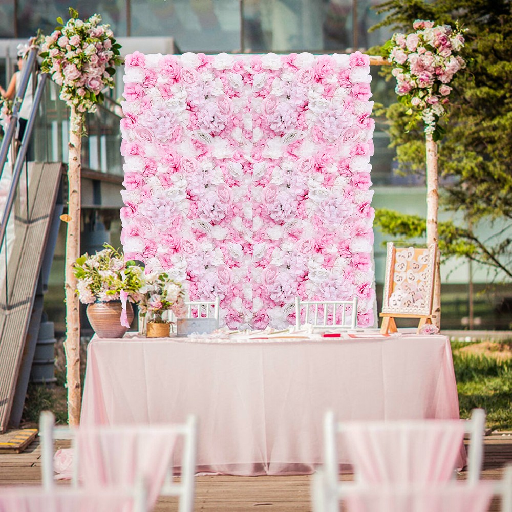 Flower Wall Panel 24″ x 16″ Artificial Roses Dahlias for Wedding & Party