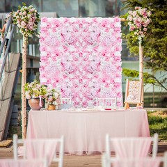 Flower Wall Panel 24″ x 16″ Artificial Roses Dahlias for Wedding & Party
