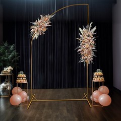 8 ft GOLD Half Moon Metal Floral Display Frame Arch Backdrop STAND Party Events
