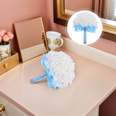 Simulated Rose Bouquet Artificial Flower Wedding Hand Flowers Ribbon
