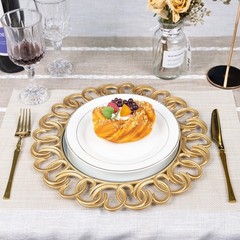 MAONAME 13″ Gold Charger Plates Set of 6, Mirror Charger for Dinner Plates, P…