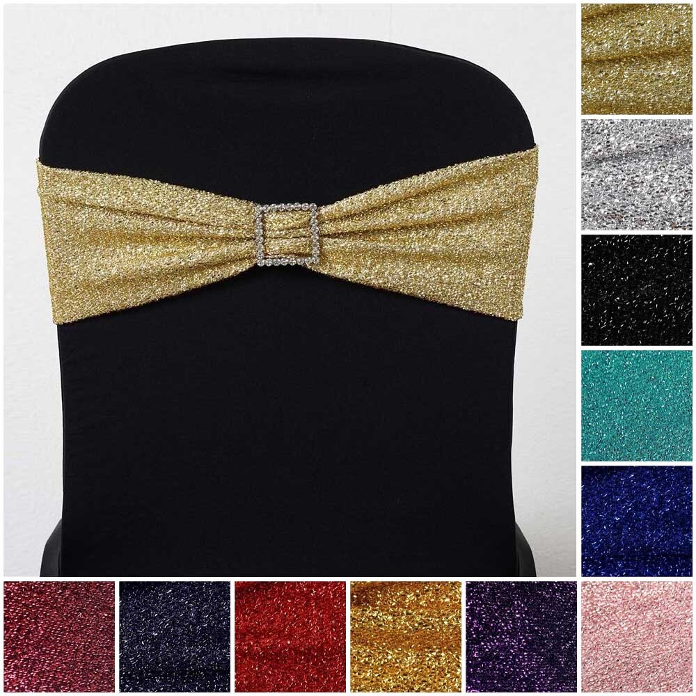 50 Glittered Spandex CHAIR SASHES Ties Wraps Wedding Ceremony Party Decorations