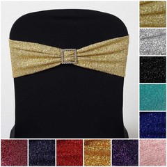 50 Glittered Spandex CHAIR SASHES Ties Wraps Wedding Ceremony Party Decorations