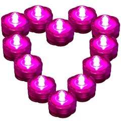 12 PINK Led SUBMERSIBLE Waterproof Floral Decor Wedding centerpiece Tea Light