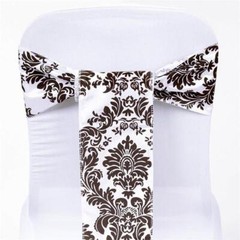 50 pcs Damask Flocking CHAIR SASHES Bow Ties PARTY Wedding Banquet Decorations
