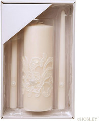 Hosley 11.5-Inch Wedding Unity Candle Set – Cream Pillar & 2 Taper Candles for C