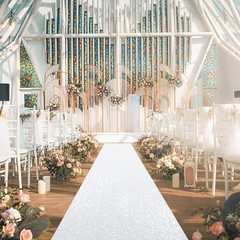 Wedding Aisle Runner White Sequin Carpet Runner for Party Sparkly Rug Indoor Out