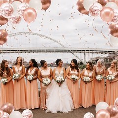 Rose Gold Confetti Balloons – 50pcs 50 Count (Pack of 1), and White