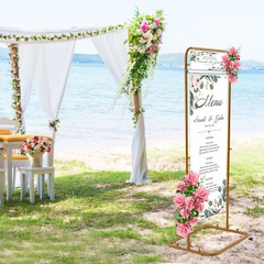 Metal Wedding Welcome Sign Arch Stand Advertising Shelf Rack Billboard Gold