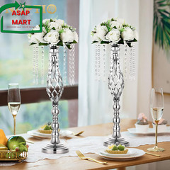 Nuptio 2 Pcs Silver Wedding Centerpieces Flower Stand, 21.7In/55Cm Height Weddin