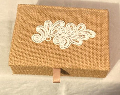Hand Crafted Tan Raffia Covered Wood Box-Wedding Card-Jewelry–5.75″L & 2″H-EUC