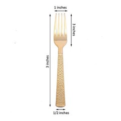 Gold Hammered Design Forks Party Wedding Disposable Tableware Banquet Supplies