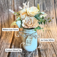 Sola Wood Wedding Floral Centerpieces Set of 3 Mason Jar Bridal Shower Decor