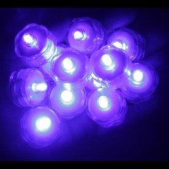 PURPLE ~ 12 LED Submersible Waterproof Wedding Floral Decoration Tea Lights