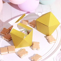 25 Glittered 4″ Geometric Favor Boxes Gift Holders Wedding Party Decorations