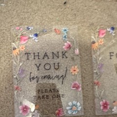 Acrylic Floral Table Signs Set of 6 with Holders, Reusable, Clear