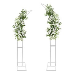 2 PCS White Curved Wedding Arch Stands Steel Tube Backdrop Frame