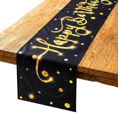 Black Gold Happy Birthday Table Runner, 72×13 in Happy Birthday Table
