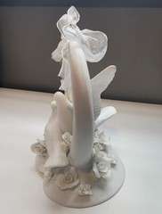 Wedding Cake Topper Doves Roses Heart White Porcelain Unique Love Bridal Gift