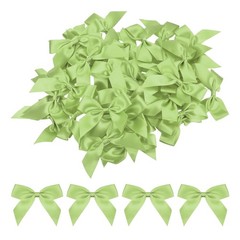 50Pcs Mini Ribbon Bows 2.5″ Mini Fabric Satin Ribbon Flower Bows Olive Green