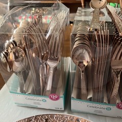 Wedding Misc Table Settings Rose Gold Utensils Paper Lace Placemats, Plates