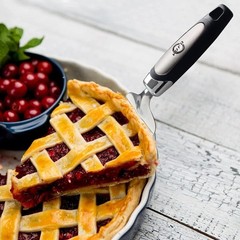 Versatile Dessert Slicer – Stainless Steel Pie Server with Black Steel Handle