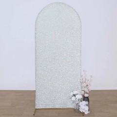 6 ft SILVER Metallic Fitted Spandex Round Top Arch STAND COVER Party Events
