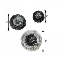 24 pack 7″ 9″ 11″ Charcoal Grey Tissue Paper Carnation Flowers Home Backdrop