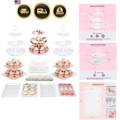 Cake Stand Set Cupcake Stands Appetizer Plates Party Decor White 11pcs