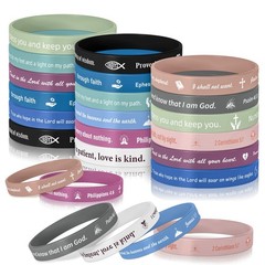 MATEPLUS 24P Bible Verse Silicone Bracelets, 12 Small, 12 colors