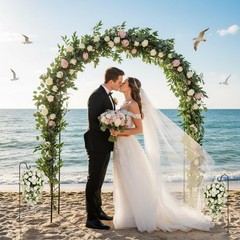 Lounsweer 7.8FT Metal Wedding Arch Trellis for Ceremony, Rustproof Garden Arb…