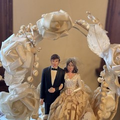 Vintage 1959 Coast Novelty Wedding Cake Topper 8in RARE USED White Flowers