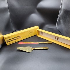 Gold Elegant Cake Knife and Server Set, Steel Plated Blades with Acrylic Handles