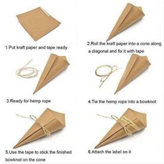50/100 Vintage Kraft Paper Cones Bouquet Candy Boxes Wedding Party Gifts Flower