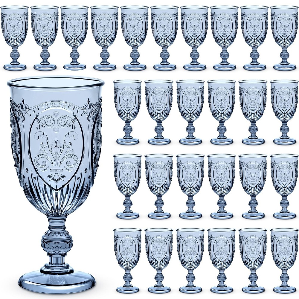 48 Pcs Plastic Goblets 7.5oz Vintage Goblet Plastic Wine Glasses Colored Retr…