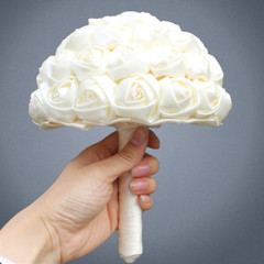 Cheap Marfim Ivory Silk Bridal Bouquet Flower Girl/Bridesmaid/Bride Satin Holdin