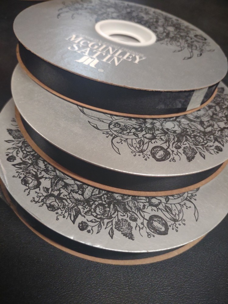 #3 McGinley Satin, Black, 100 Yard Florist Corsage Ribbon 9/16″ Floral Bouquet