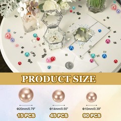 150 Pcs Pearl Bead for Vase Filler, 20/14/10mm Floating Beads(Rose Gold)