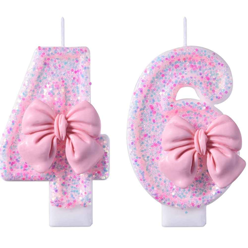 46th 64th Birthday Candles, Pink 64 46 Year Old Number Birthday Candles, Happ…