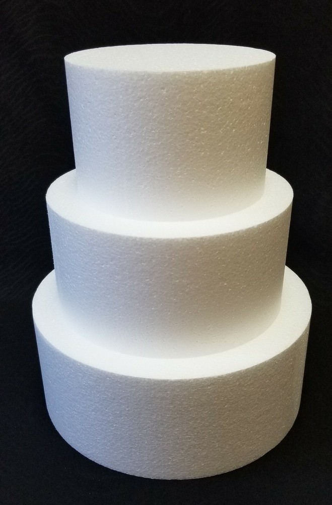 3 pc set ROUND CAKE DUMMY 4″ Thick 6″ 8″ 10″ EPS Foam Wedding styro-foam Fake
