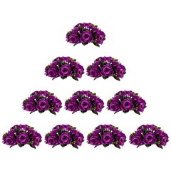 BLOSMON Flower Balls Wedding Rose Centerpieces 10 Pcs Purple Fake Flowers wit…