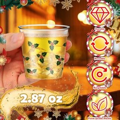 100 Pcs Disposable Christmas Shot Glasses – 2.87oz Plastic Clear Holiday